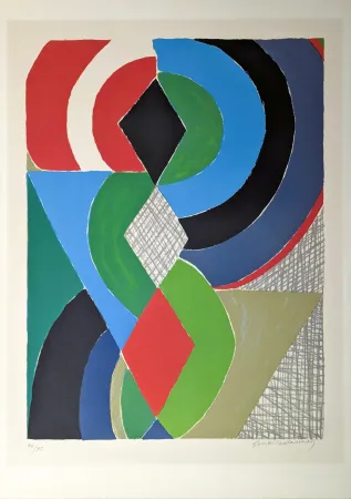Lithographie Delaunay - Abstraction colorée 