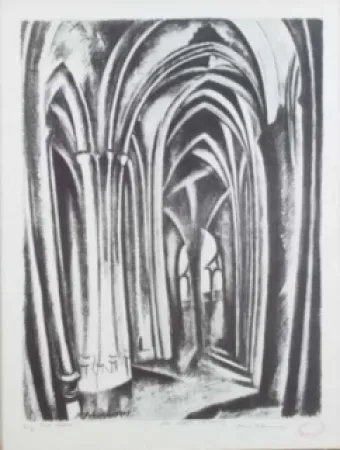 Lithographie Delaunay - Saint severin