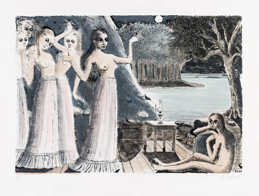 Lithographie Delvaux - Le bout du monde