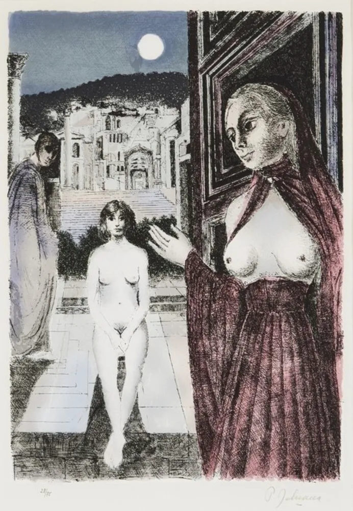 Sérigraphie Delvaux - Paul Delvaux (1897–1994) – La Reine de Saba – Silkscreen print on tissue paper – 1982
