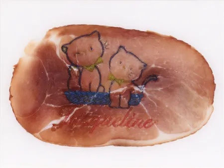 Photographie Delvoye - Untitled 02 (Photograph of Embroidered Ham) (