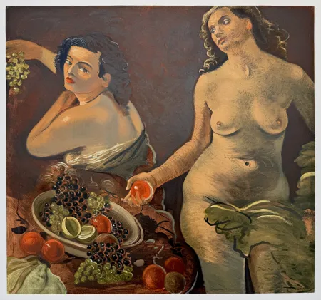 Lithographie Derain - Deux femmes nues et nature morte