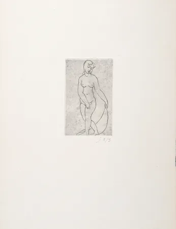 Gravure Derain - Nu au voile, 1948