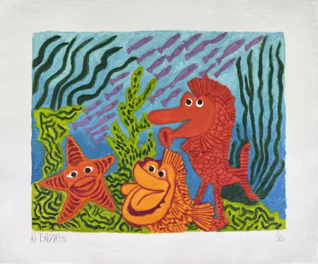 Gravure Di Rosa - Société sous-marine