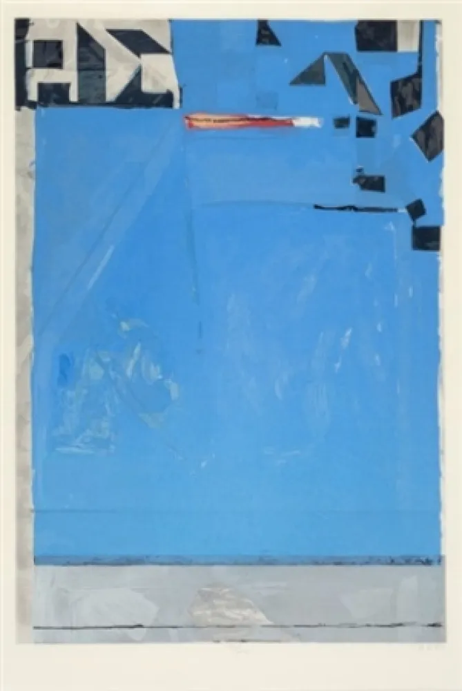Gravure Sur Bois Diebenkorn - Blue with Red