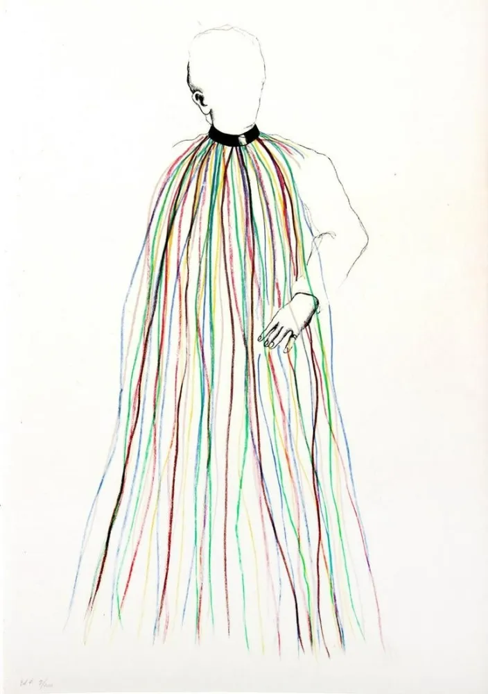 Lithographie Dine - Dorian Gray in Multi-Colored Vinyl Stripe Cape