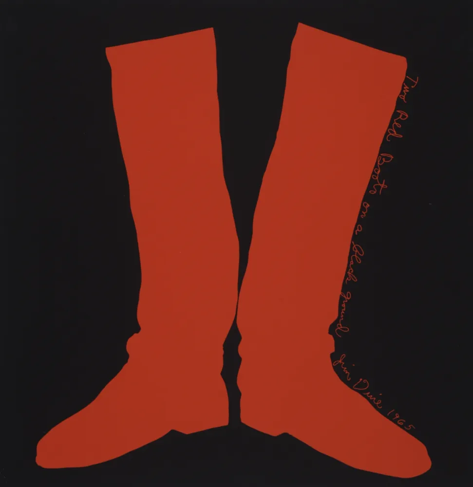 Sérigraphie Dine - Two Red Boots on a Black Ground, 1968