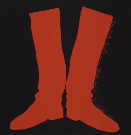 Sérigraphie Dine - Two Red Boots on a Black Ground, 1968