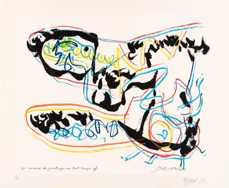 Sérigraphie Dotremont - Qui avance