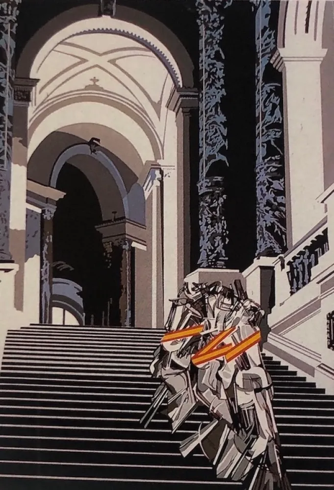 Sérigraphie Equipo Cronica - Desnudo bajando la escalera