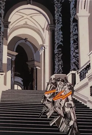 Sérigraphie Equipo Cronica - Desnudo bajando la escalera