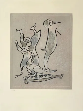 Eau-Forte Et Aquatinte Ernst - Entre chiens et loups 