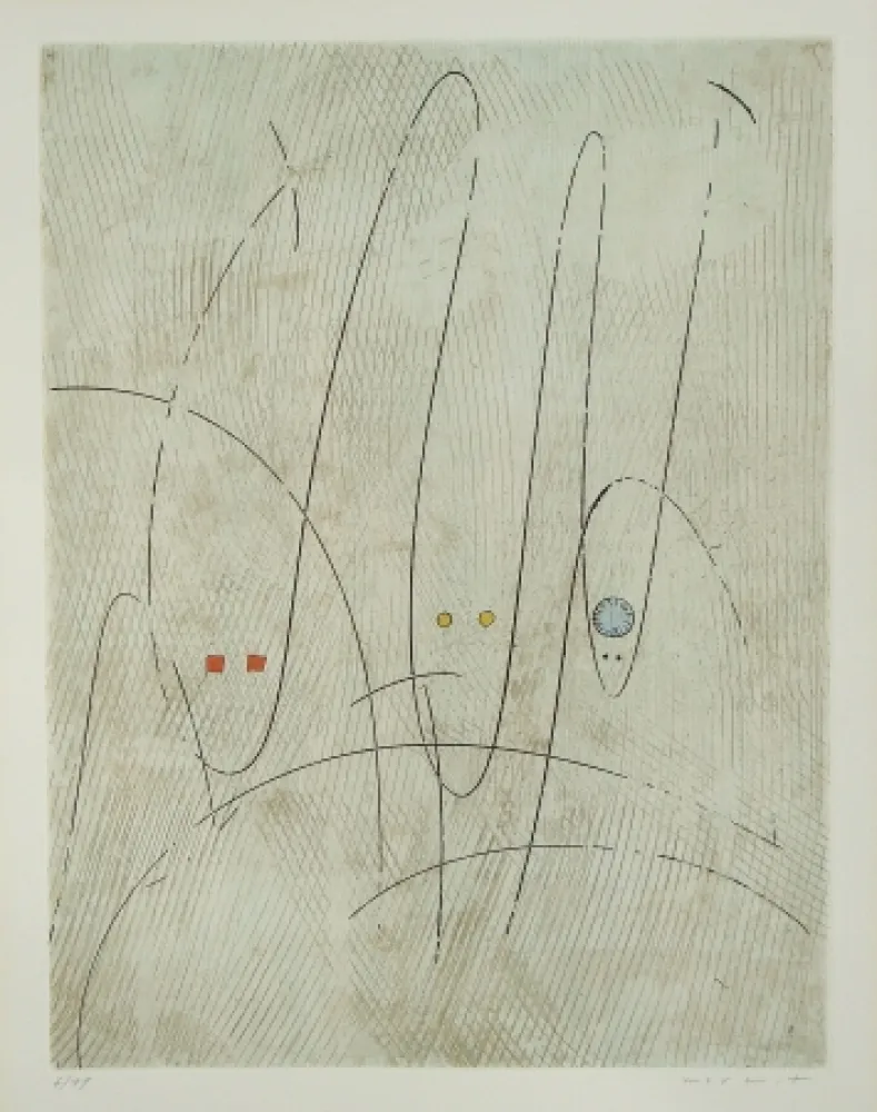 Eau-Forte Et Aquatinte Ernst - Les Requins ou Trois requins en quête d'une victime