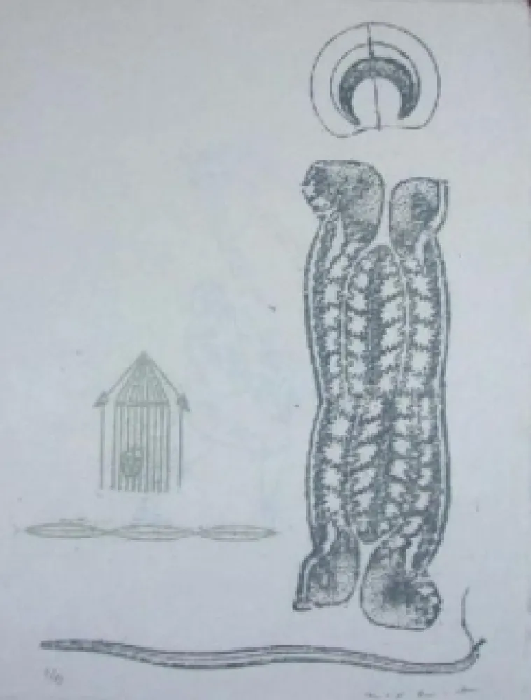 Linogravure Ernst - Lewis Caroll's Wunderhorn