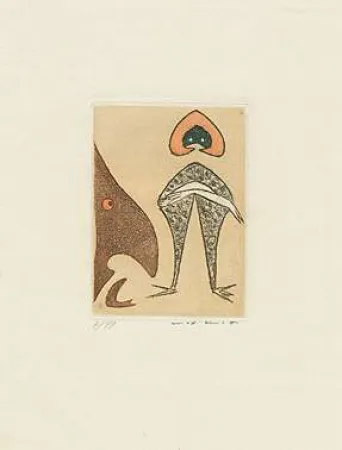 Aquatinte Ernst - Ohne Titel bzw. Le chapeau rouge,