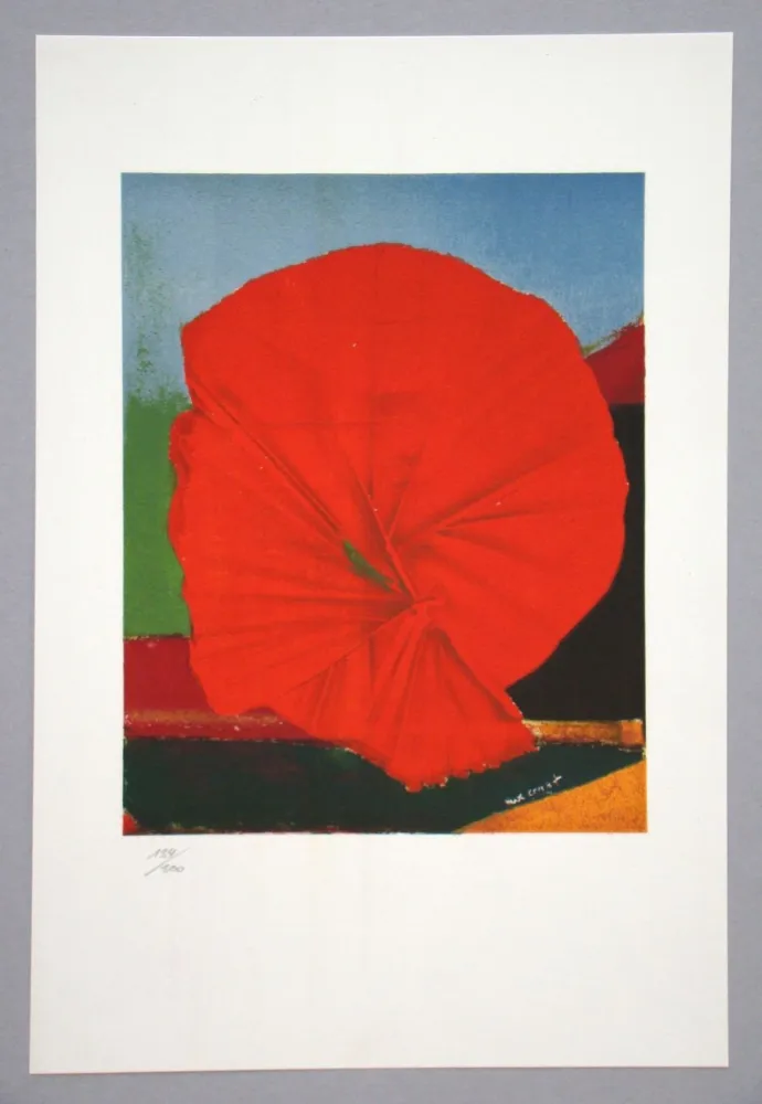 Lithographie Ernst - Rote Blume