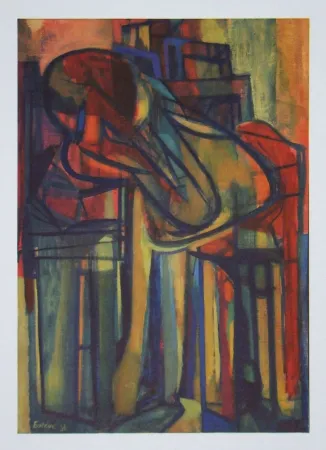 Héliogravure Esteve - Femme assise