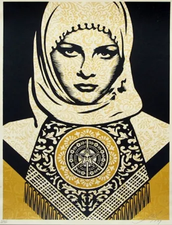 Sérigraphie Fairey - Arab Woman (Gold)