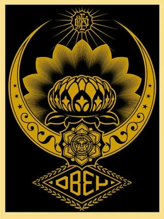Sérigraphie Fairey - Lotus Ornament Gold 