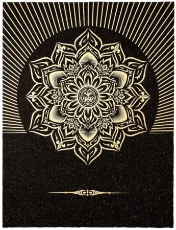 Sérigraphie Fairey - Obey Lotus Diamond (Black / Gold)
