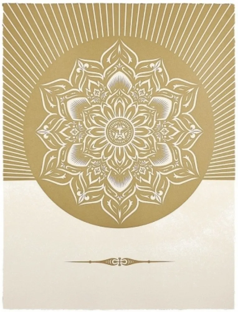 Sérigraphie Fairey - Obey Lotus Diamond (White / Gold)