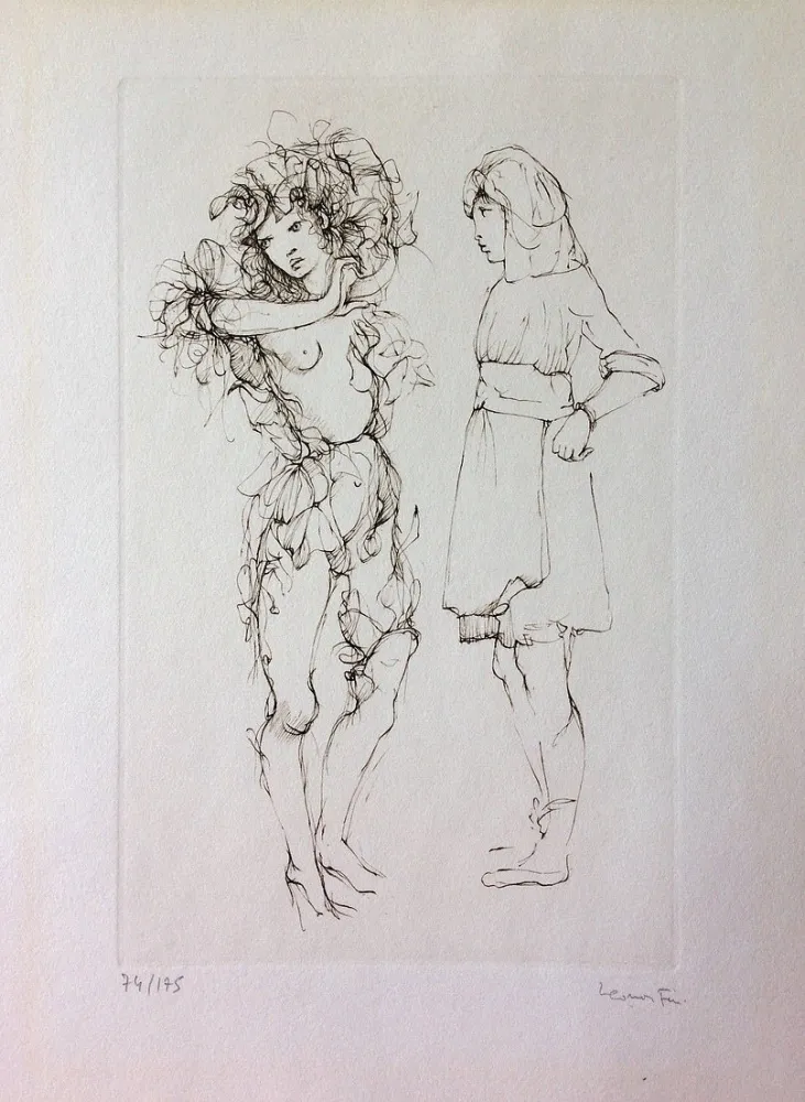 Eau-Forte Fini - Deux personnages. Eau-forte. Signé.