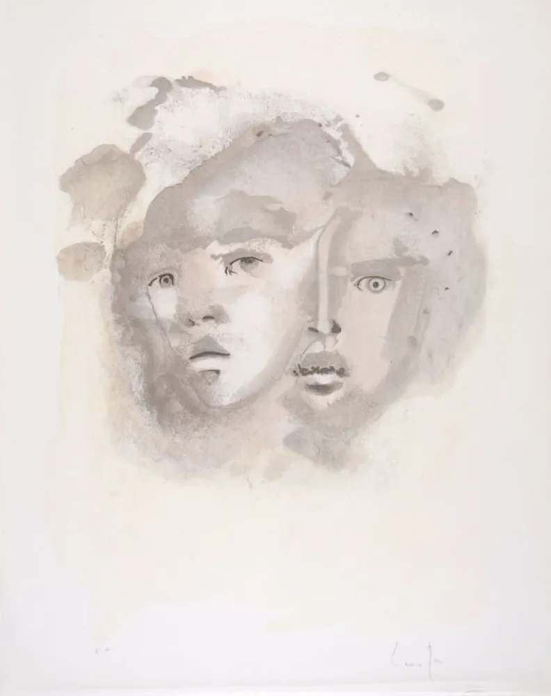 Lithographie Fini - Portrait imaginaire brun