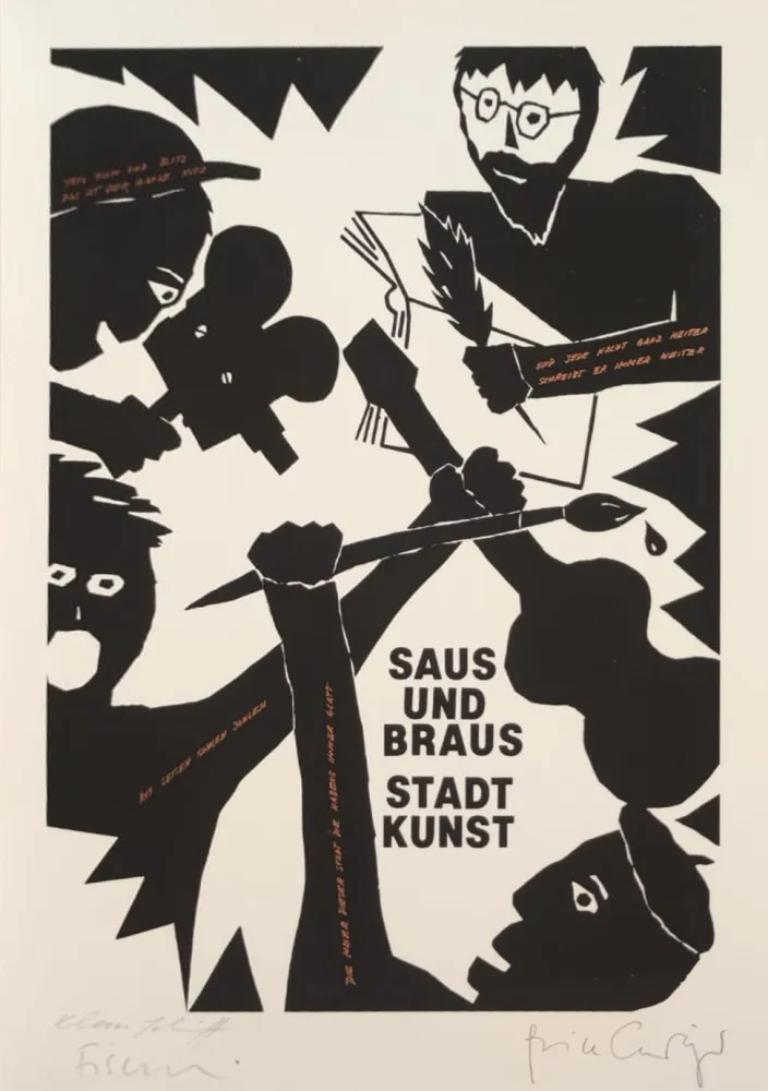 Sérigraphie Fischli - Saus und Braus. Stadt Kunst, 1980. 