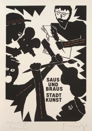 Sérigraphie Fischli - Saus und Braus. Stadt Kunst, 1980. 