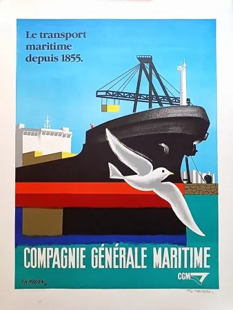 Lithographie Fix-Masseau - Pierre Fix-Masseau - Compagnie Generale Maritime, 1993 - Lithograph Hand signed!