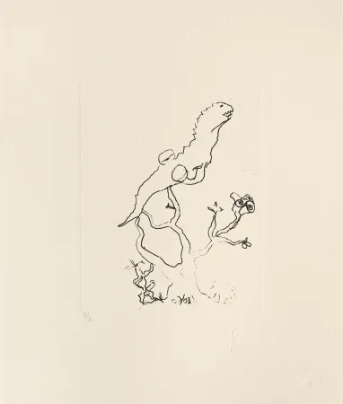 Gravure Flanagan - Hare, reptile and elephant