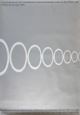 Sérigraphie Flavin -  Kunsthalle Basel, fünf Installationen in fluoreszierendem Licht von Dan Flavin. 8. März bis 16. April 1975. 
