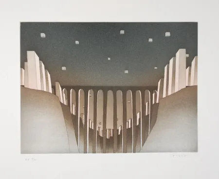 Eau-Forte Et Aquatinte Folon - Le viaduc