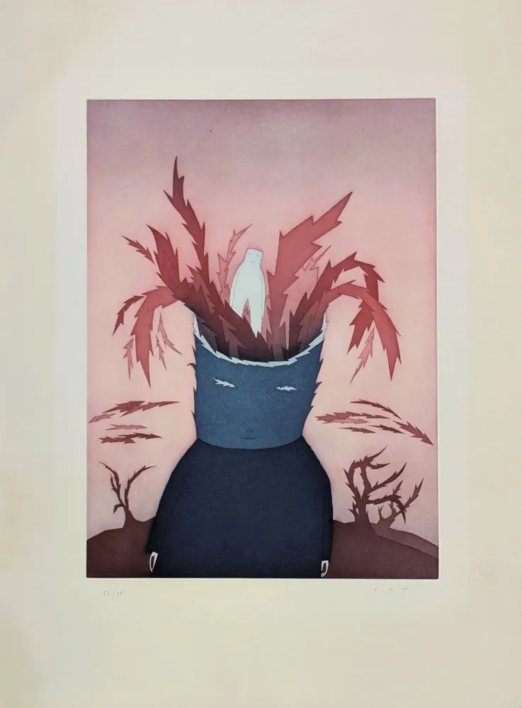 Eau-Forte Et Aquatinte Folon - Les Ruines circulaires VII 