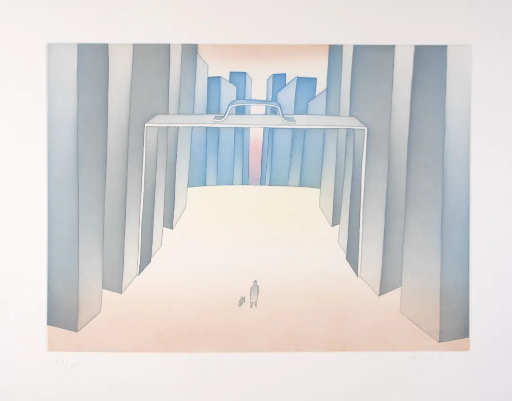 Eau-Forte Et Aquatinte Folon - Lointains un Homme (suite Lointains)