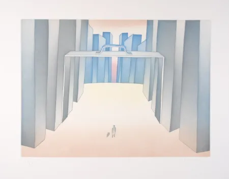 Eau-Forte Et Aquatinte Folon - Lointains un Homme (suite Lointains)