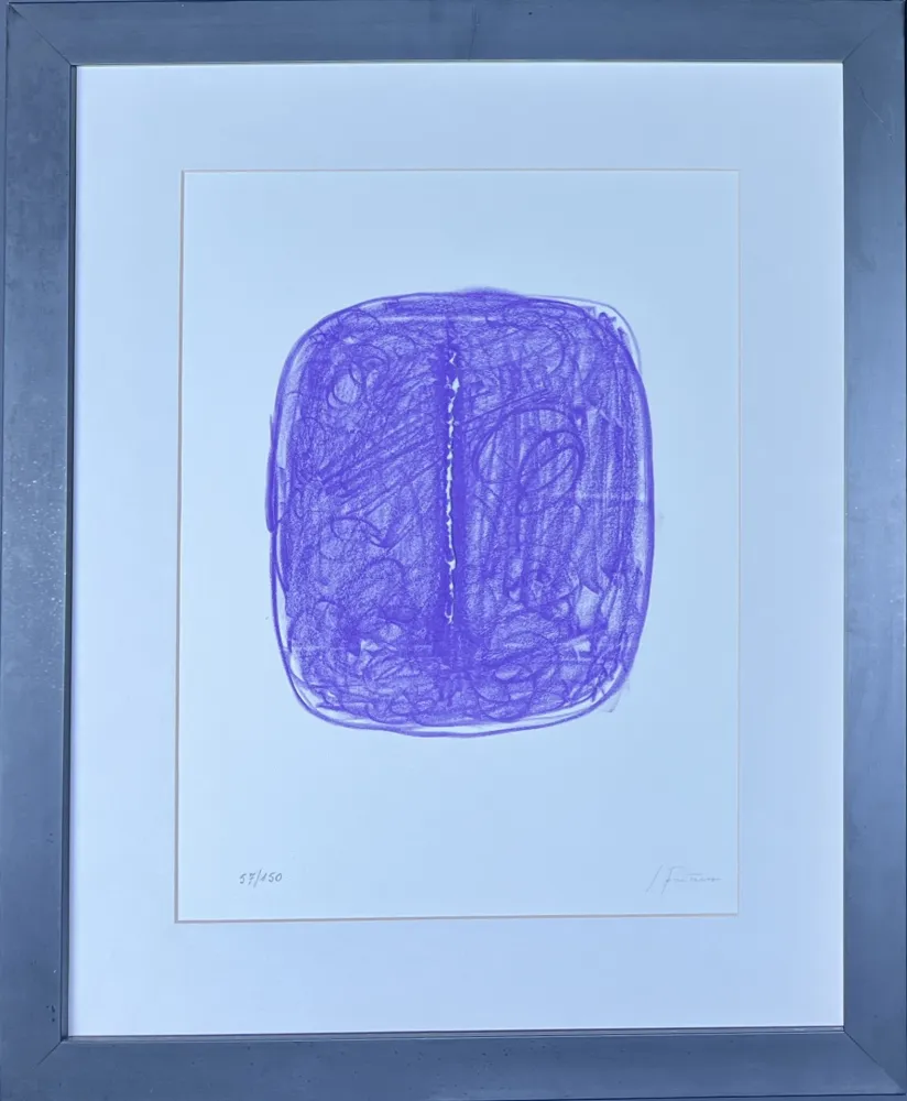 Lithographie Fontana - Lucio Fontana (1899-1968) - Concetto Spaziale - 1967 - Lithograph with hand-cut central slash incision