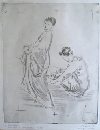 Gravure Foujita - Two woman