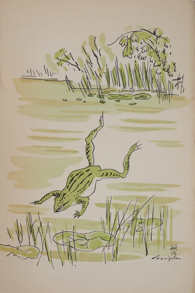Gravure Foujita - Zen, Grenouille au dessus d'un étang