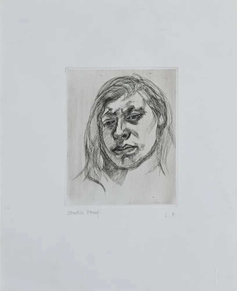 Gravure Freud - Lucian Freud (1922–2011) – Head of a Girl II – Etching on paper – 1982