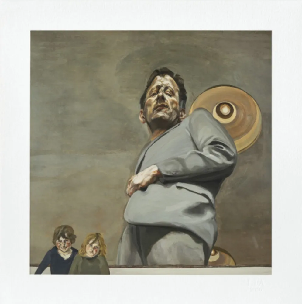 Multiple Freud - Reflection With Two Children (Self-portrait)