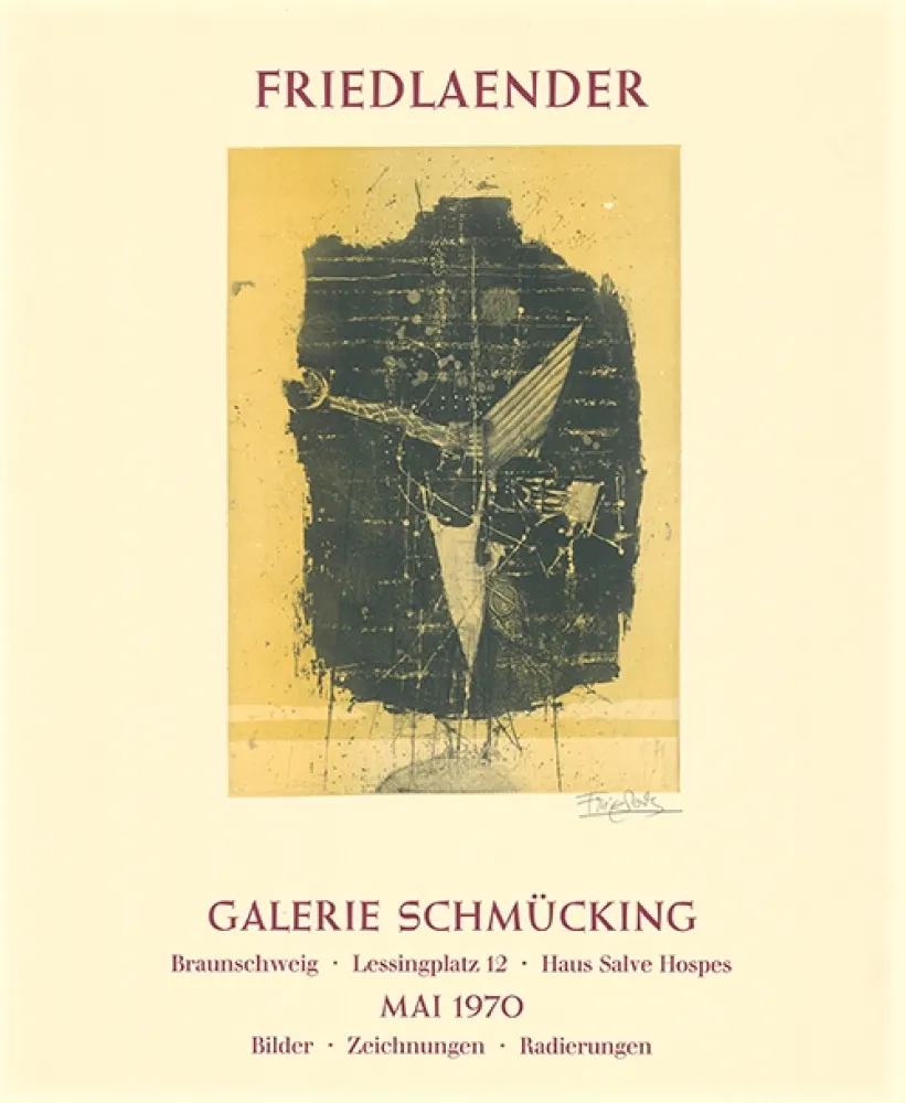 Eau-Forte Et Aquatinte Friedlaender - Ausstellungsplakat Galerie Schmücking, Braunschweig, 1970