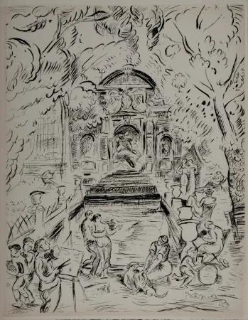 Gravure Friesz - Paris 1937 : Quartier Latin, 1937