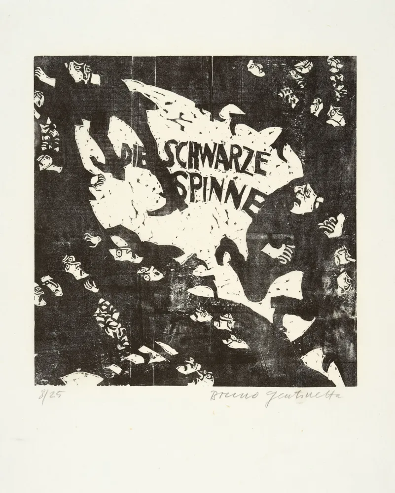 Gravure Sur Bois Gentinetta - Die schwarze Spinne. 