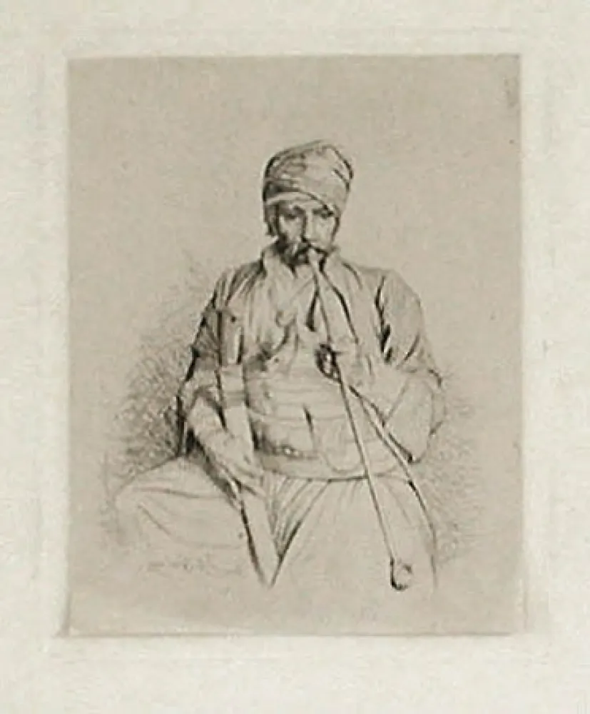 Gravure Gérôme - Fumeur égyptien au turban