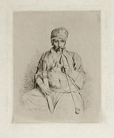 Gravure Gérôme - Fumeur égyptien au turban