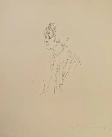 Lithographie Giacometti - Buste d'une femme regardant a gauche - signed