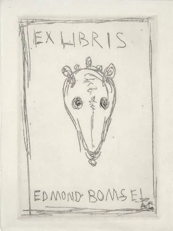 Pointe-Sèche Giacometti - EX-LIBRIS EDMOND BOMSEL. Pointe-sèche originale monogrammée (1961)