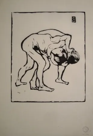 Gravure Sur Bois Giacometti - La Lotta I. – Ringende Knaben. – Diego und Alberto