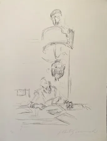 Lithographie Giacometti - La mère de l'artiste lisant sous la lampe à Stampa III